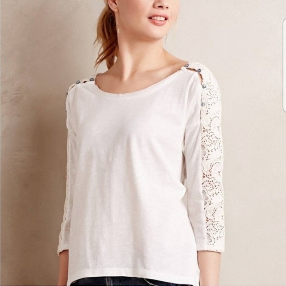 ANTHROPOLOGIE Little Yellow Button Lace Crochet Too